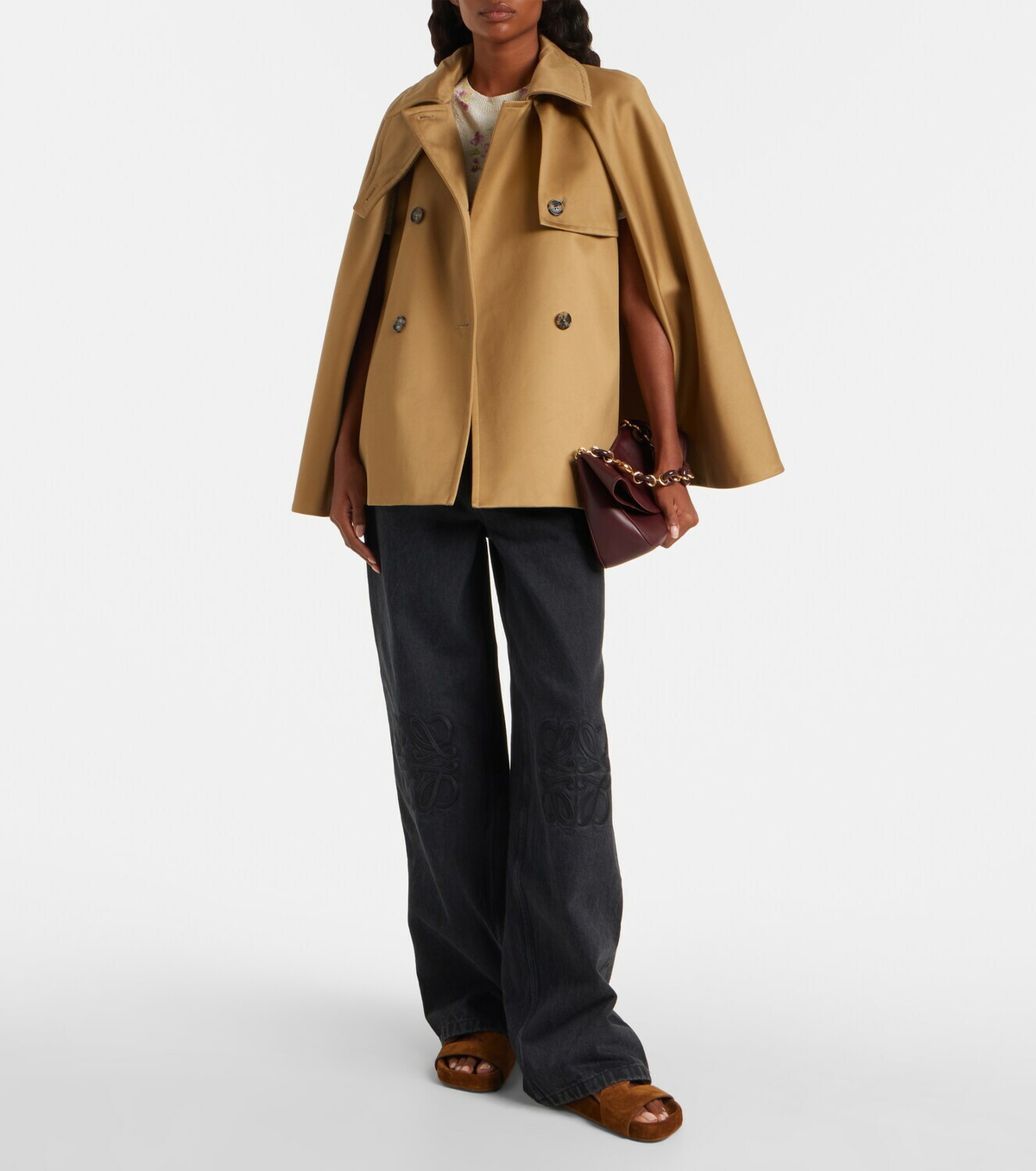 Loewe Caped double-breasted cotton gabardine jacket