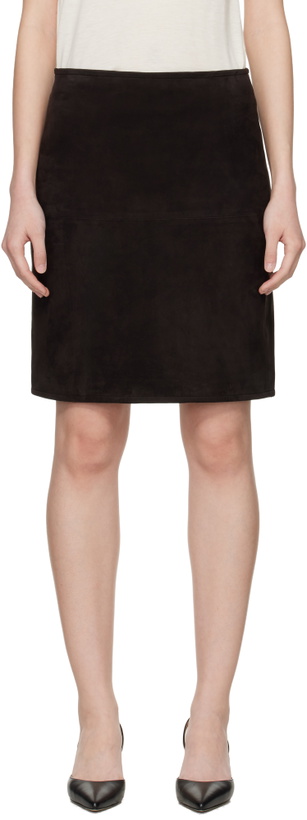 Photo: Loulou de Saison Brown Engel Suede Pencil Midi Skirt