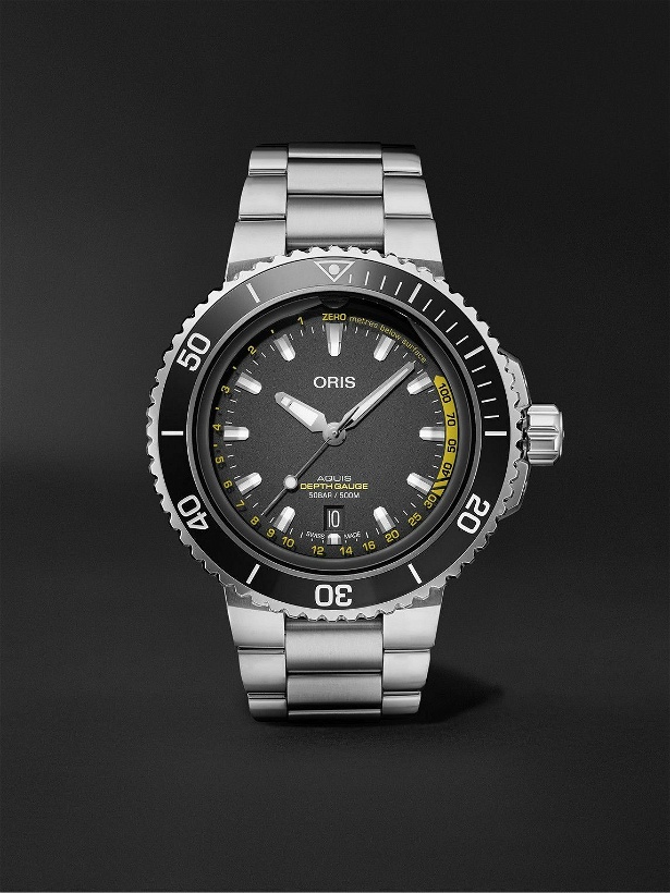 Photo: Oris - Aquis Depth Gauge Automatic 45.8mm Stainless Steel Watch, Ref. No. 01 733 7755 4154-Set MB