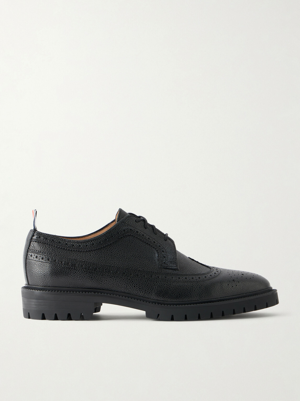 Thom Browne - Longwing Pebble-Grain Leather Brogues - Black