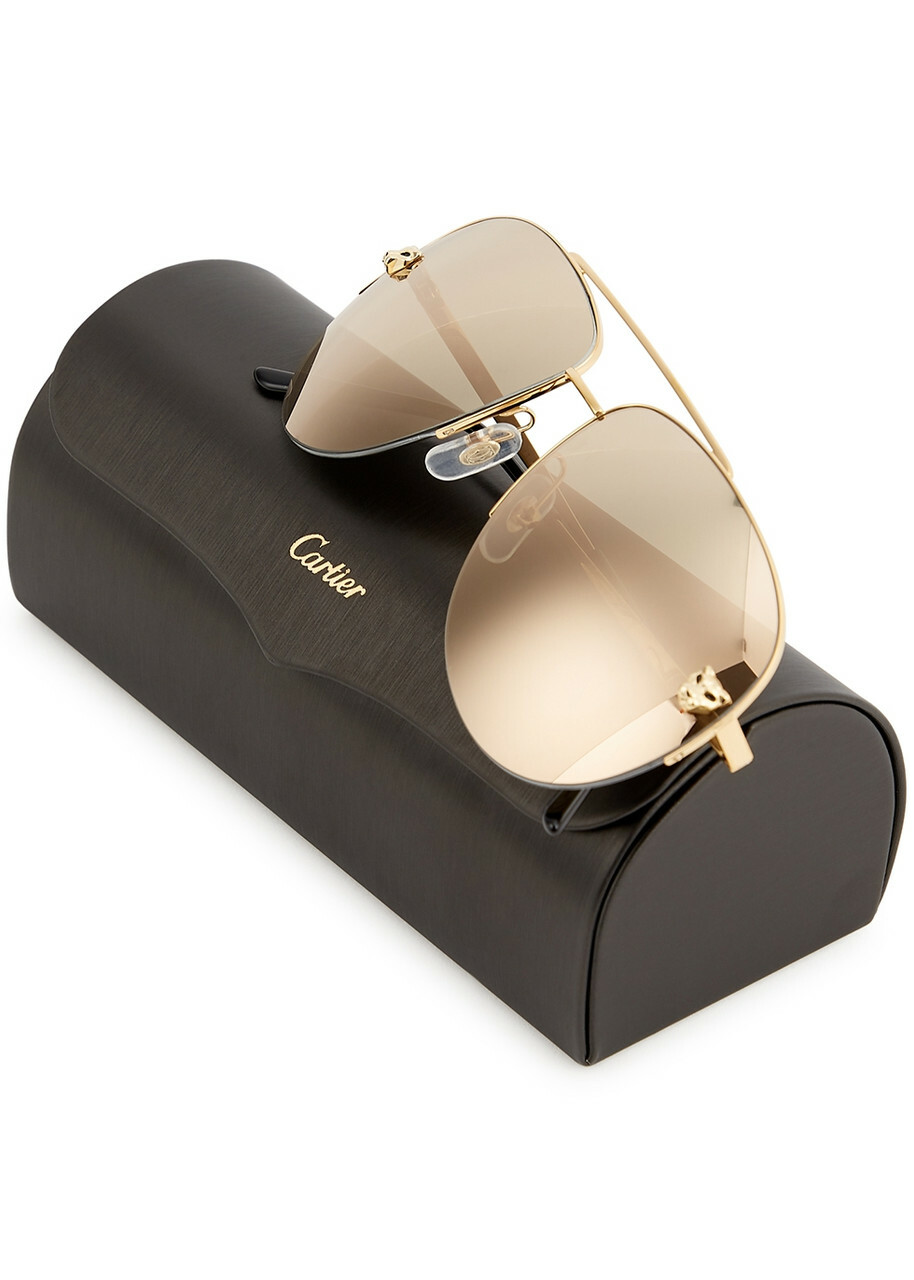 Cartier Panthère De Cartier Gold-tone Mirror Aviator-style 