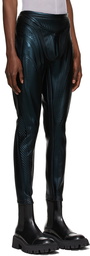 Mugler Black Shiny Embossed Trousers