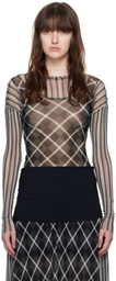 Paula Canovas Del Vas Black & Gray Twin Mesh Long Sleeve T-Shirt