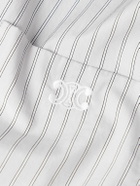 CELINE - Logo-Embroidered Striped Cotton-Poplin Shirt - Gray