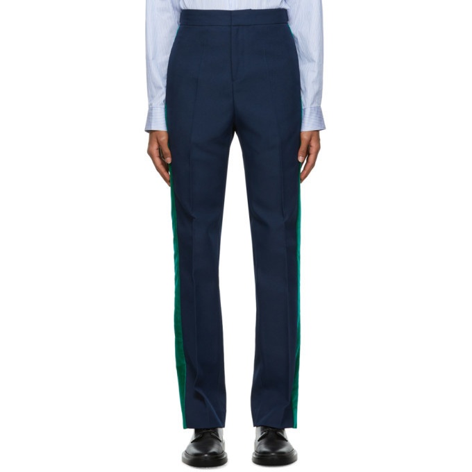 Photo: Wales Bonner Navy and Green Dub Trousers