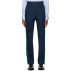 Wales Bonner Navy and Green Dub Trousers