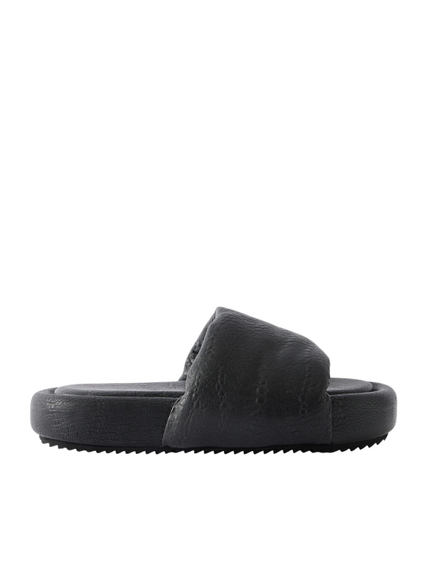 Photo: Rick Owens - Chancla Full-Grained Leather Slides - Black