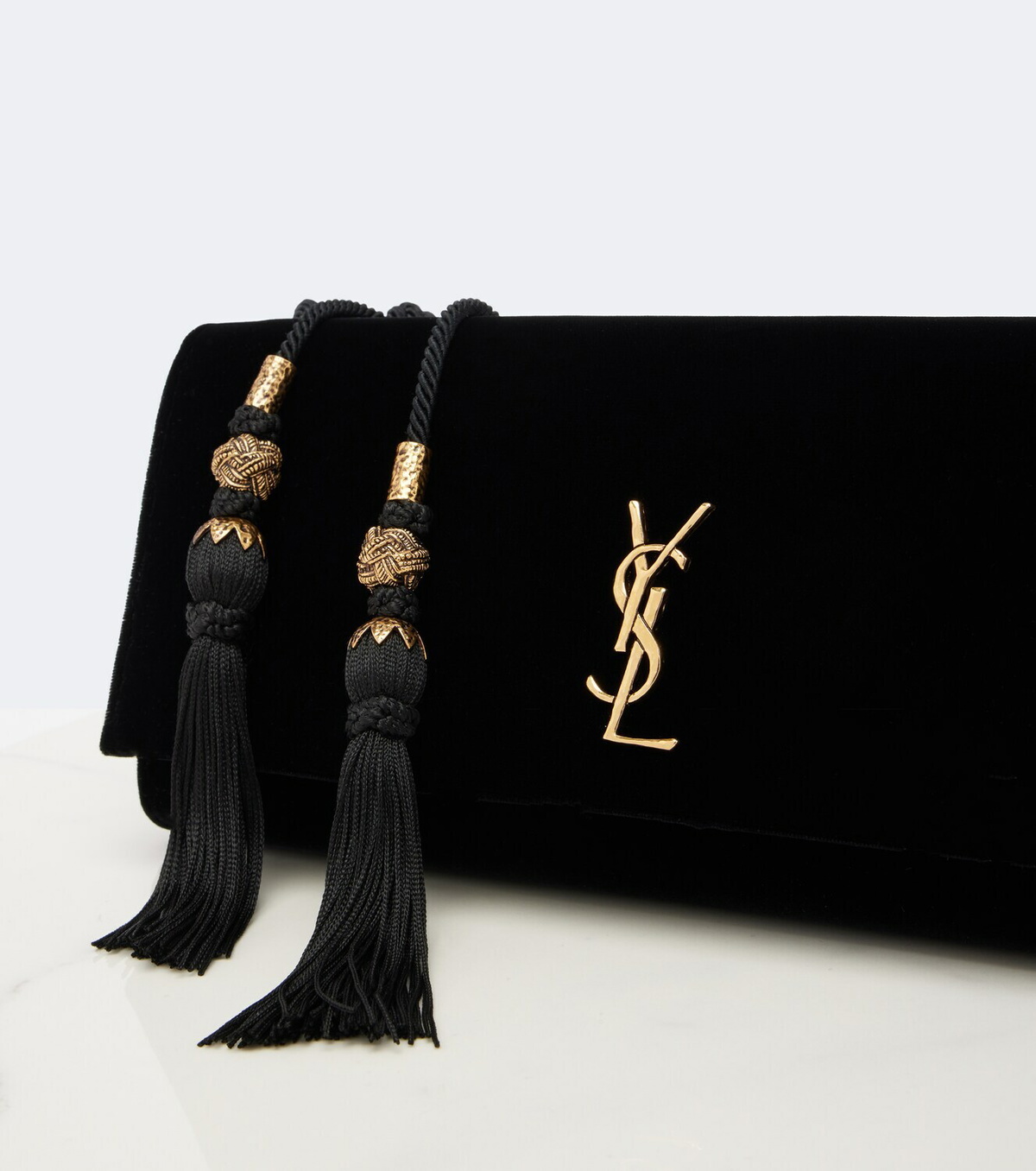 Saint Laurent Kate Small leather-lined velvet clutch