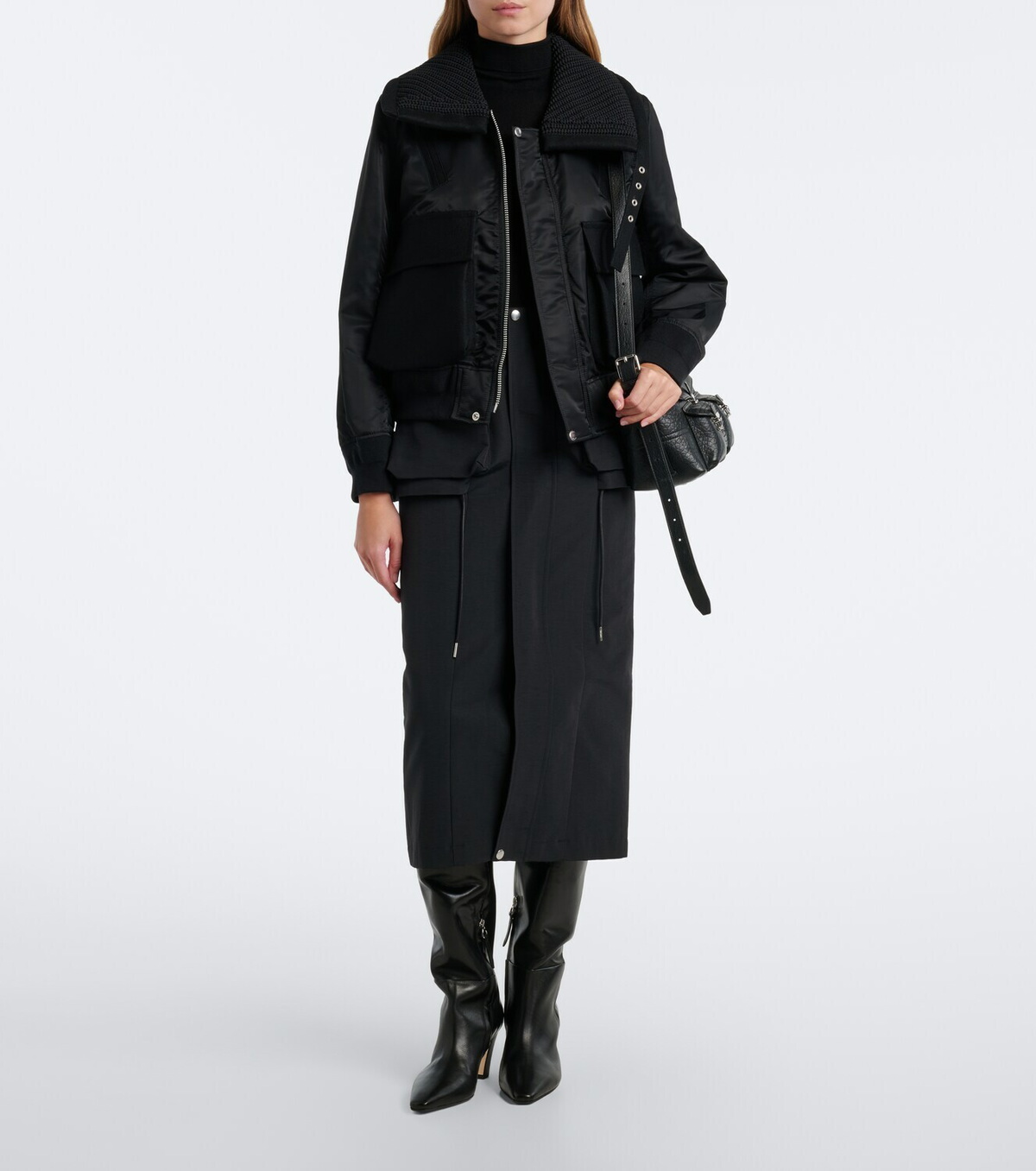 Sacai Wool-trimmed blouson jacket
