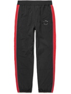 7 DAYS ACTIVE - Slim-Fit Tapered Logo-Print Striped Nylon Sweatpants - Black