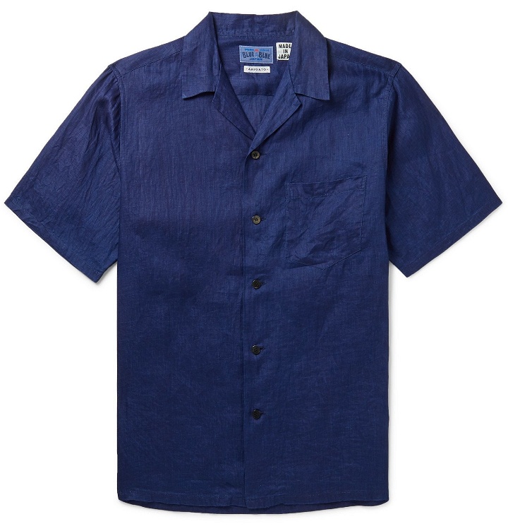Photo: Blue Blue Japan - Camp-Collar Indigo-Dyed Linen Shirt - Blue