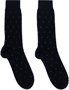 Ferragamo Navy Medium Gancini Jacquard Socks