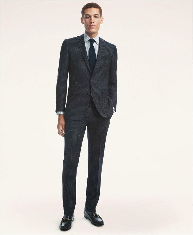 Photo: Brooks Brothers Men's Milano Fit Wool Pinstripe 1818 Suit | Navy