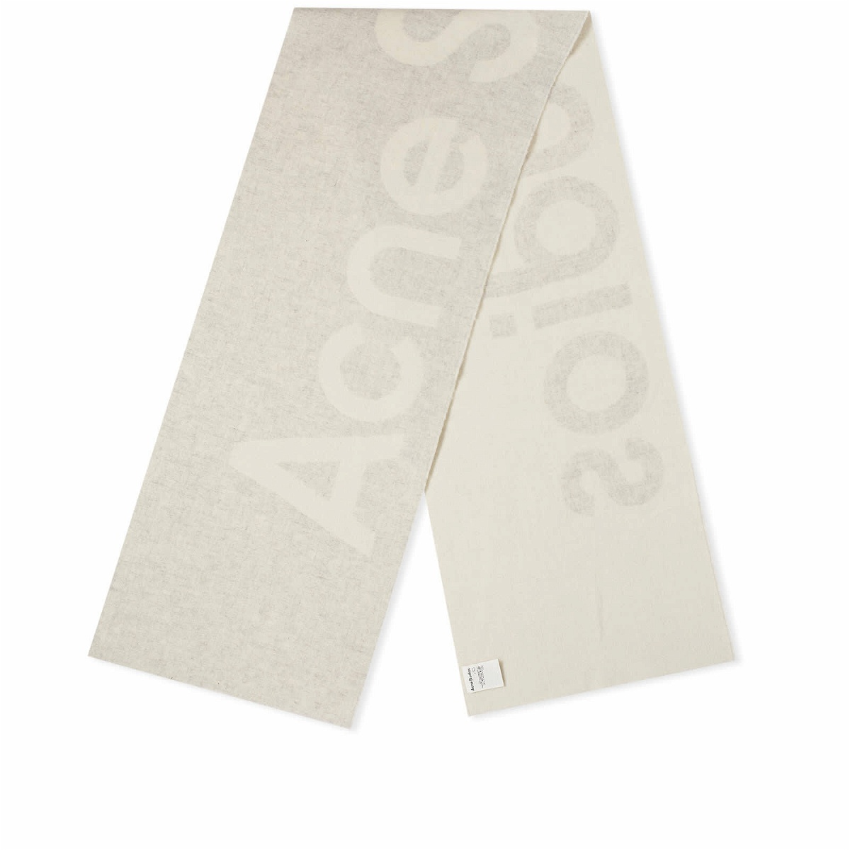 Photo: Acne Studios Men's Toronty Logo Contrast Recycled Scarf in White/Light Grey