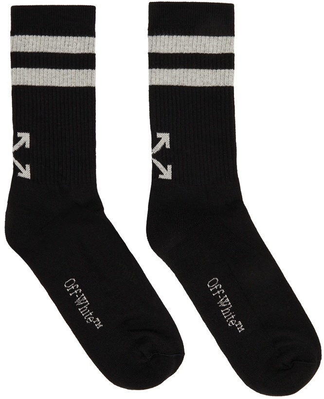 Photo: Off-White Black & White Striped Socks