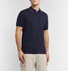 Brunello Cucinelli - Slim-Fit Contrast-Tipped Cotton-Piqué Polo Shirt - Blue