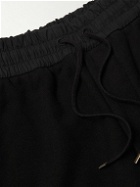 SAINT LAURENT - Straight-Leg Logo-Embroidered Cotton-Jersey Drawstring Shorts - Black