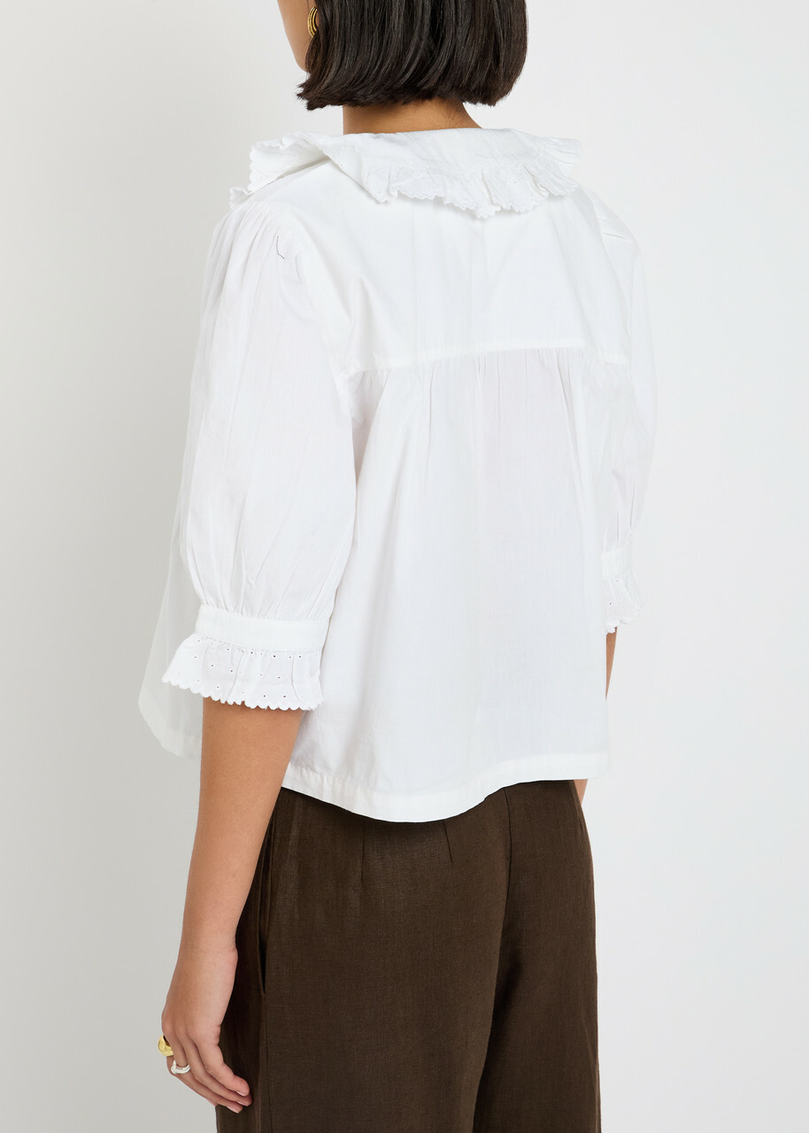Skall Studio Viola Embroidered Cotton Blouse White