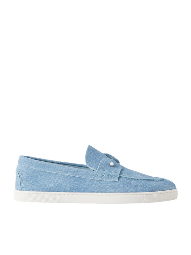 Photo: Christian Louboutin - Chambeliboat Embellished Printed Suede Loafers - Blue