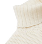Beams F - Slim-Fit Honeycomb-Knit Merino Wool Rollneck Sweater - White