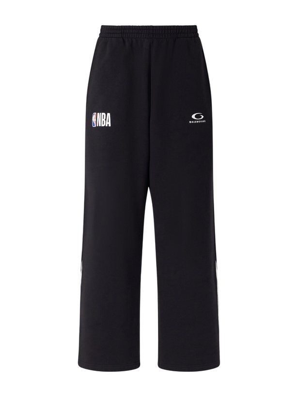 Photo: Balenciaga - NBA Wide-Leg Logo-Embroidered Cotton-Jersey Sweatpants - Black