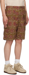Engineered Garments Khaki & Burgundy Corduroy Fatigue Shorts