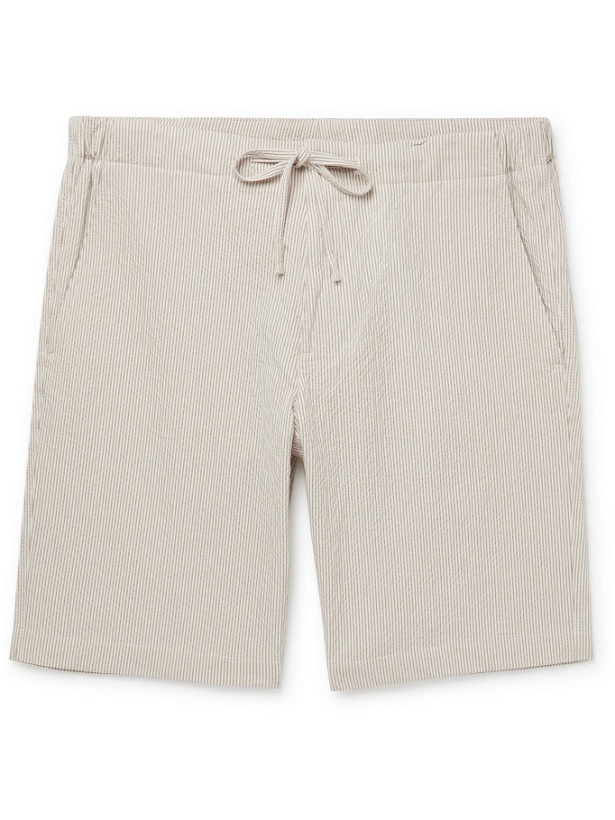 Photo: LORO PIANA - Striped Cotton-Blend Seersucker Drawstring Shorts - Neutrals - S