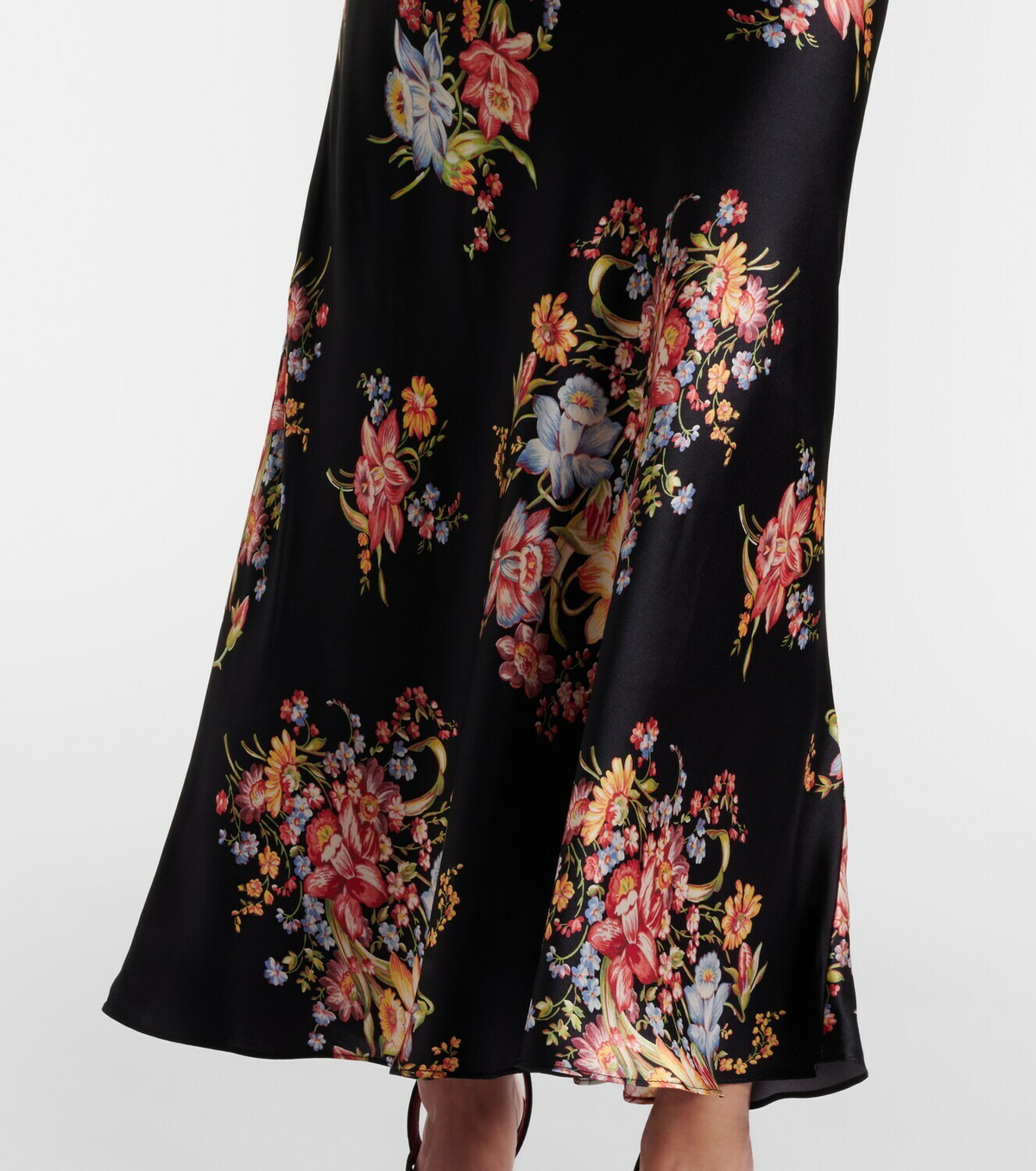 Rodarte Floral lace-trimmed silk midi dress