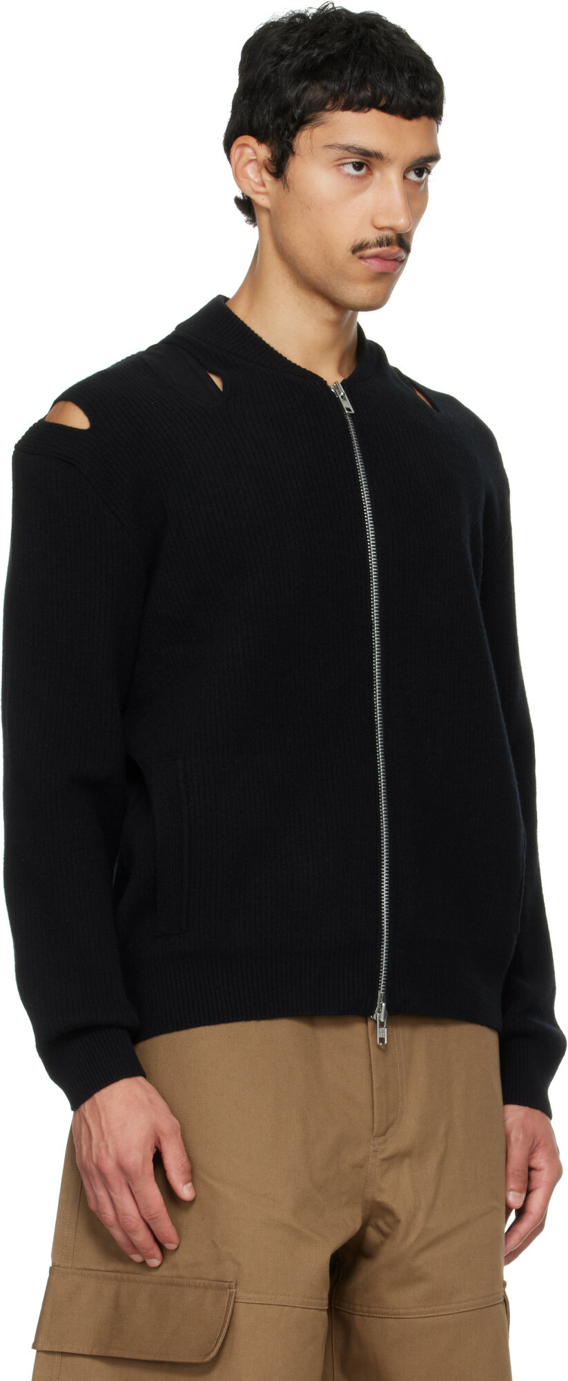 Simone Rocha Black Slash Zip Cardigan
