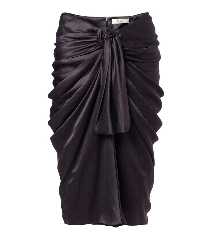 Photo: Chloé Gathered silk satin midi skirt