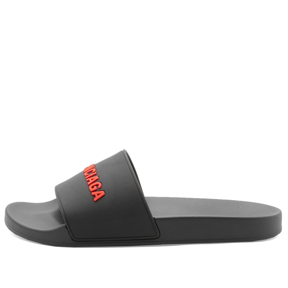 Balenciaga Men's Logo Pool Slide in Black/Red Balenciaga