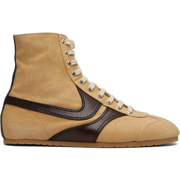 Photo: Dries Van Noten Beige Canvas High Top Sneakers
