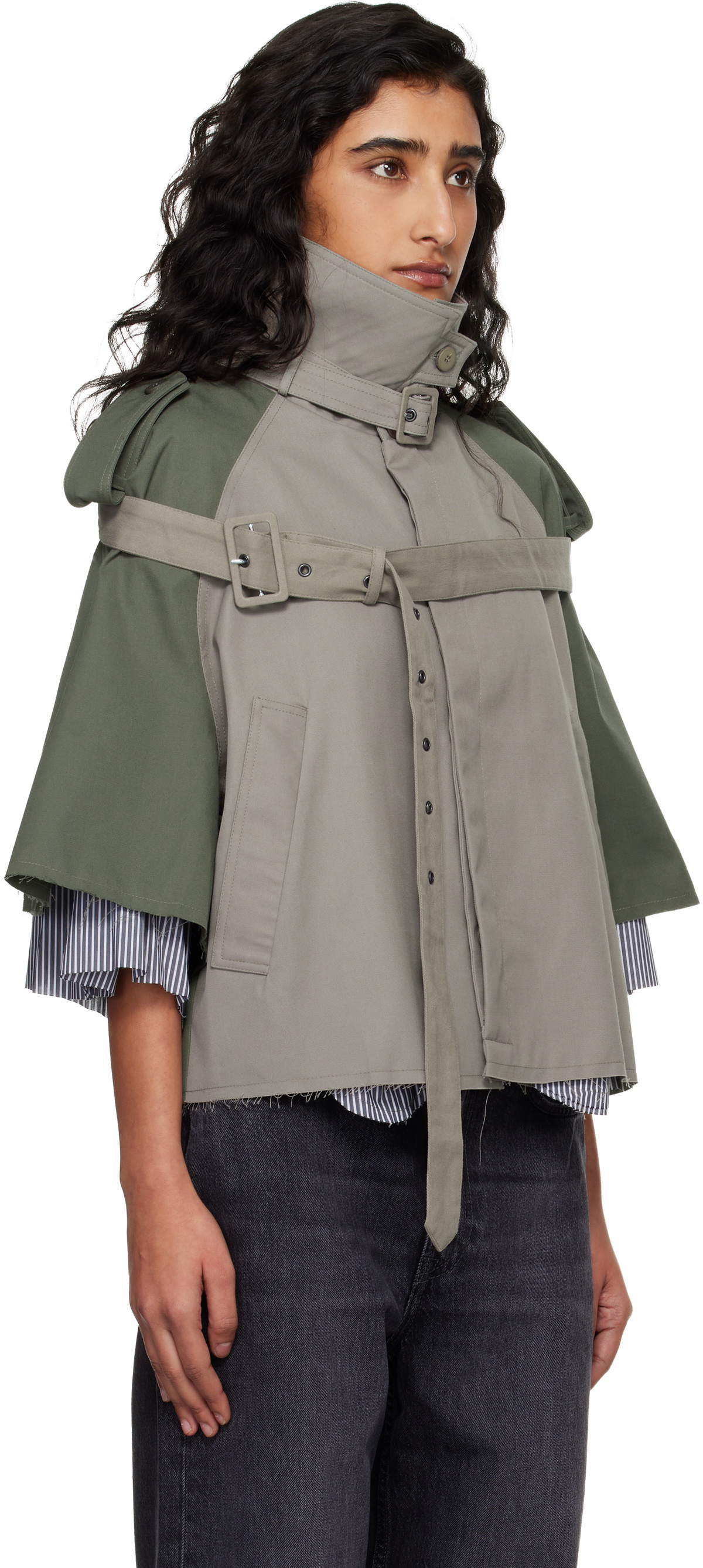 Ottolinger Beige & Khaki Chopped Trench Jacket