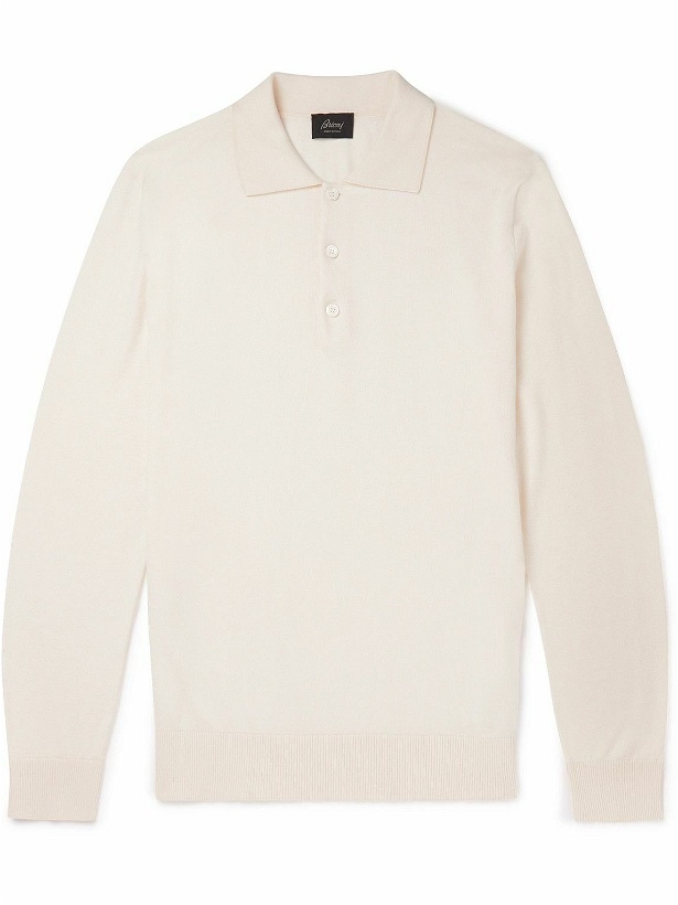 Photo: Brioni - Sea Island Cotton and Cashmere Polo Shirt - Neutrals
