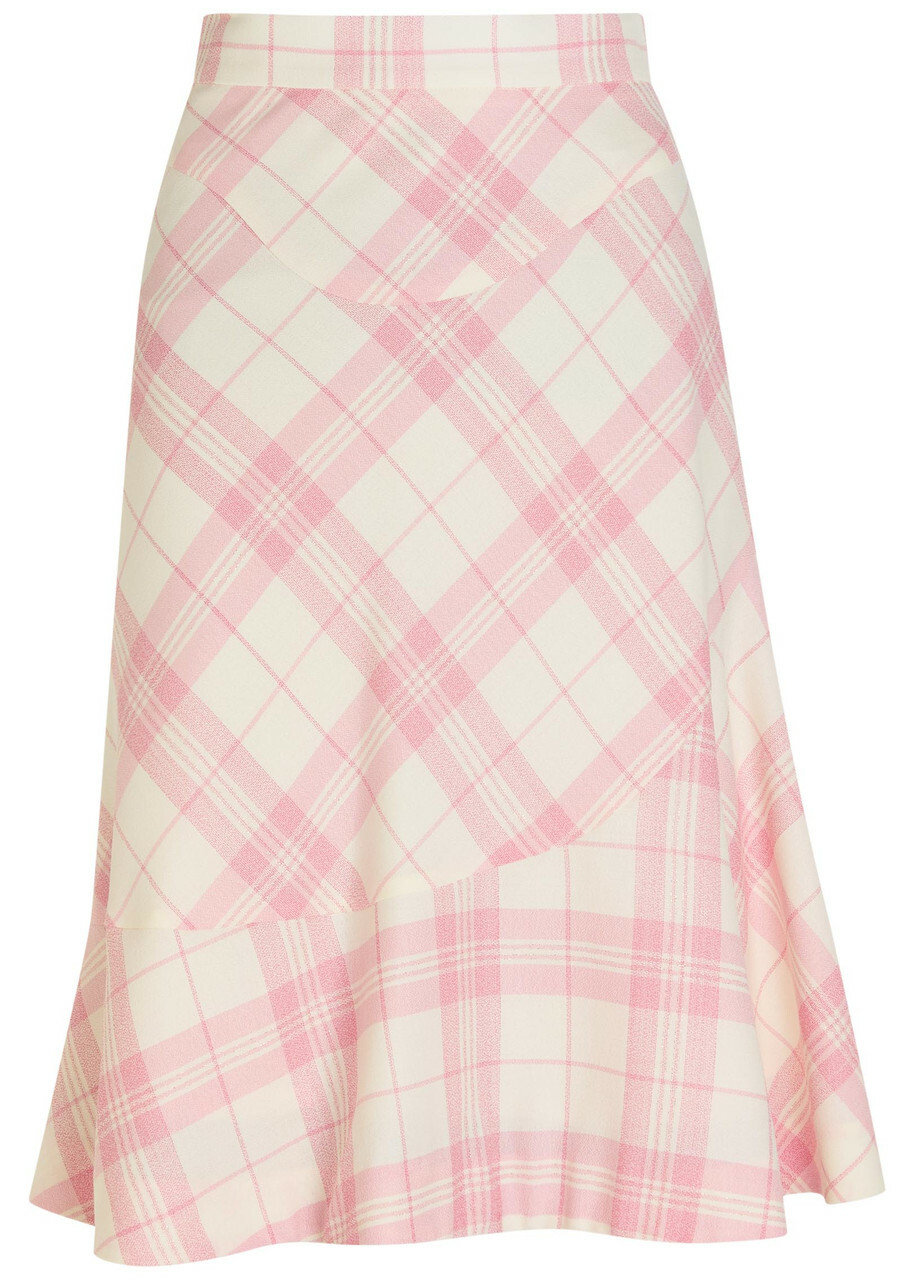 Vivienne Westwood Adder Plaid Wool-blend Crepe Midi Skirt Cream