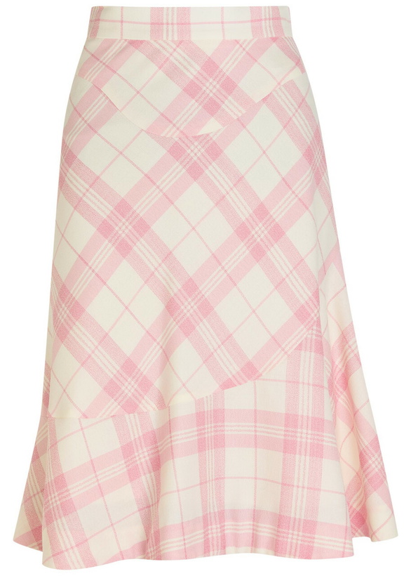 Photo: Vivienne Westwood Adder Plaid Wool-blend Crepe Midi Skirt Cream