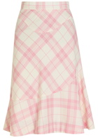 Vivienne Westwood Adder Plaid Wool-blend Crepe Midi Skirt Cream