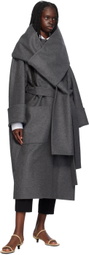 Erdem Gray Detachable Scarf Coat