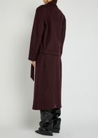 The Attico Belted Wool-blend Coat Burgundy