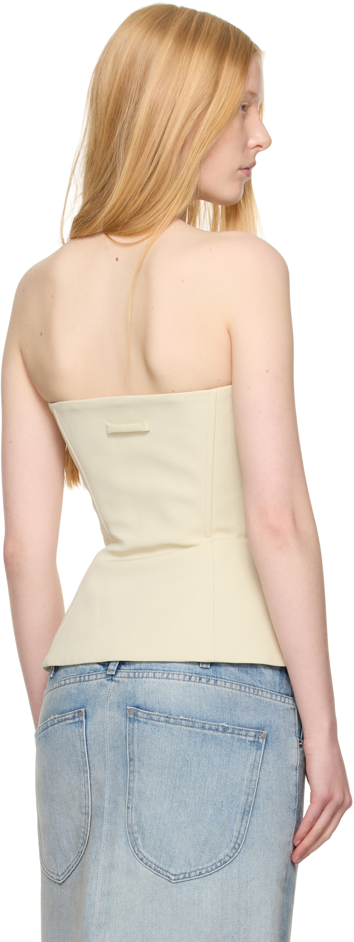 Jean Paul Gaultier SSENSE Exclusive Beige Topstitching Corset Top