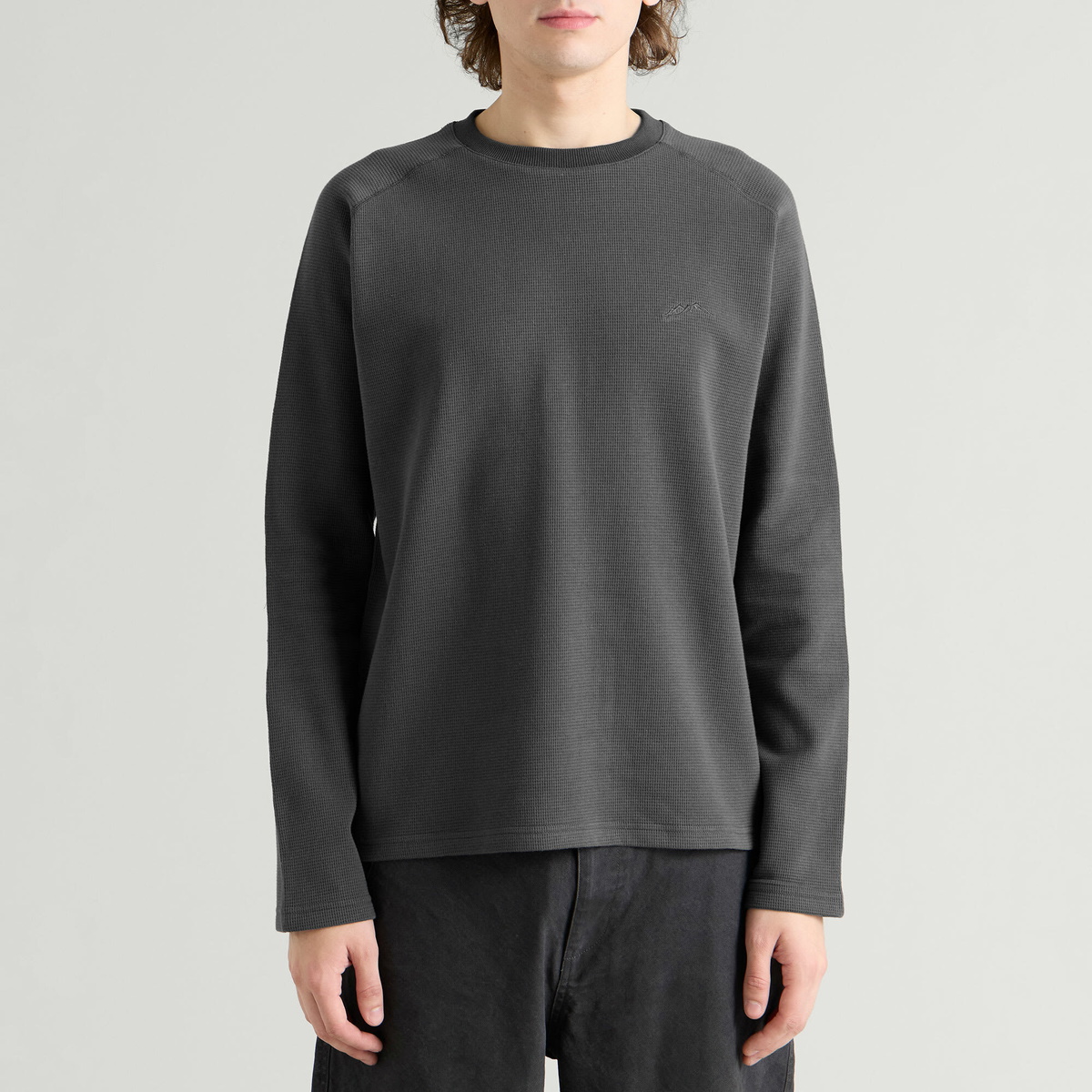 Mellow Clo Men's Everyday Waffle Longsleeve Top in Onyx Grey