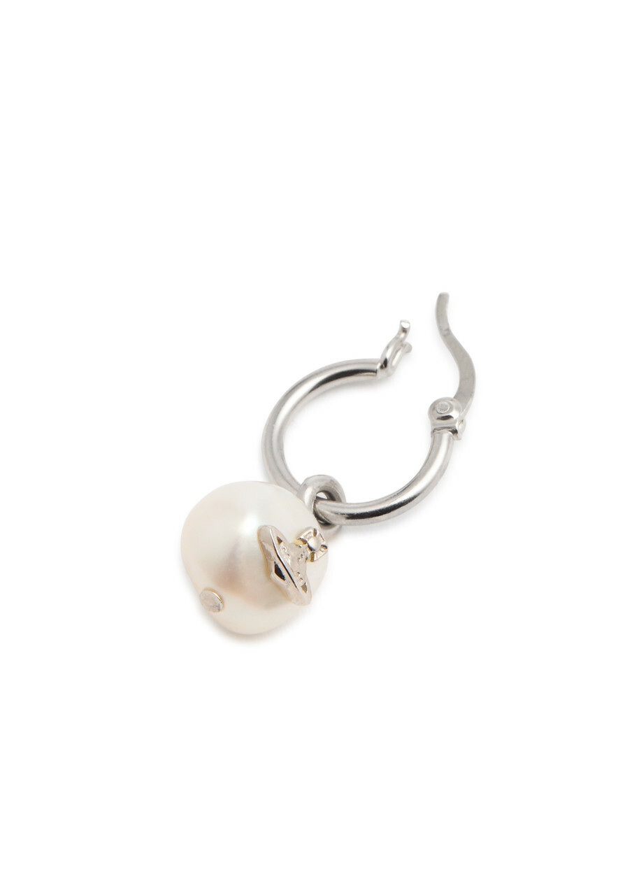 Vivienne Westwood Azul Pearl and Silver Single Hoop Earring Vivienne Westwood Azul Pearl and Silver Single Hoop Earring