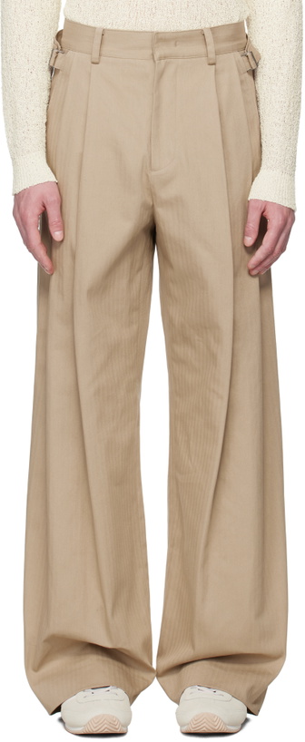 Photo: System SSENSE Exclusive Beige Herringbone Trousers