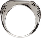 Alexander McQueen Silver & Black Stone Signet Ring