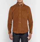 Aspesi - Slim-Fit Button-Down Collar Cotton-Corduroy Shirt - Men - Brown