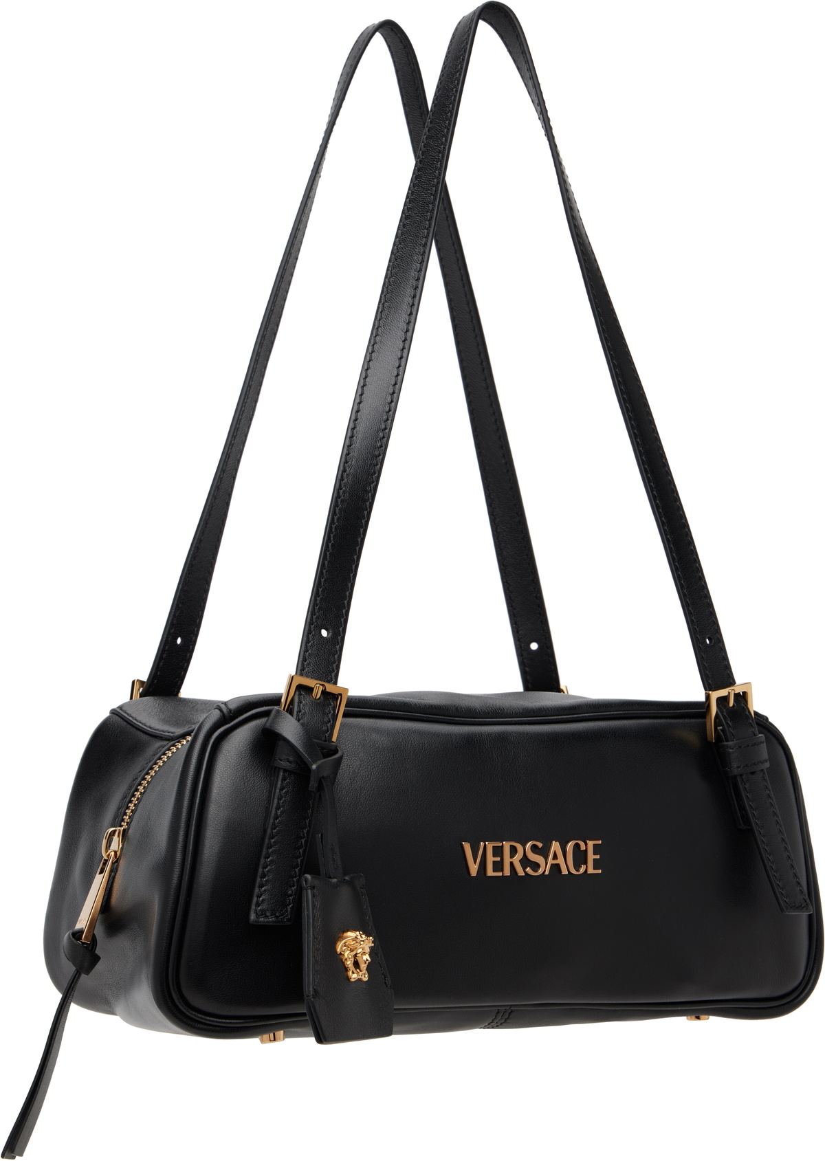 Versace Black 'Versace Tag' Nappa Bowling Bag