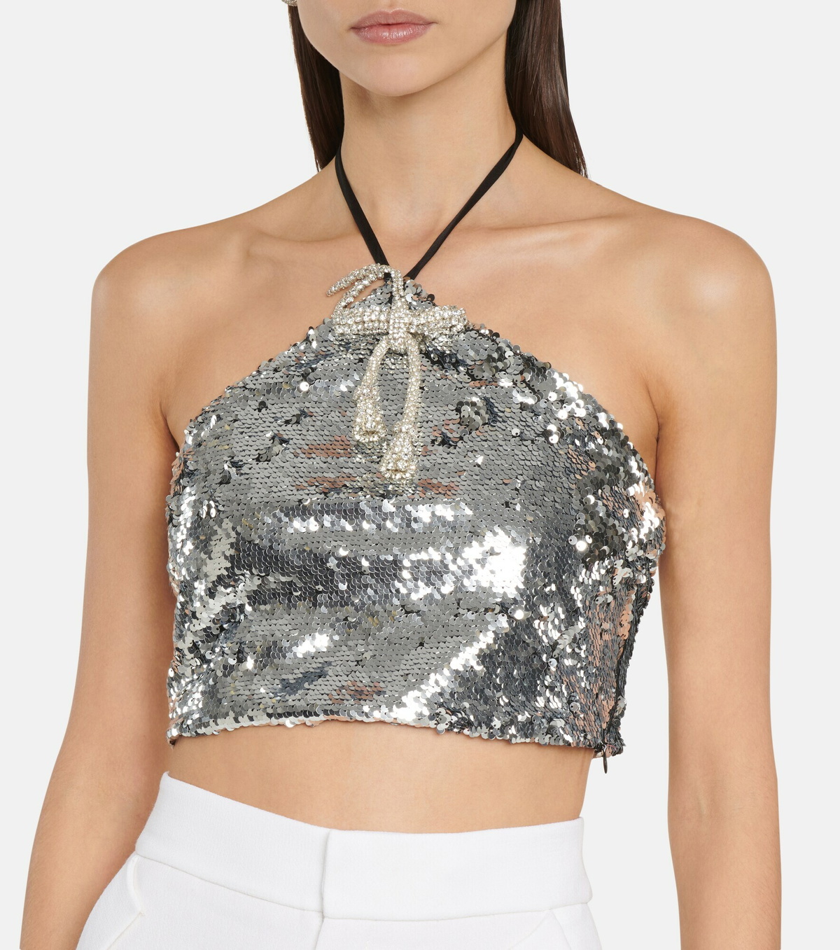 Rodarte - Sequined halterneck crop top