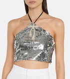Rodarte - Sequined halterneck crop top