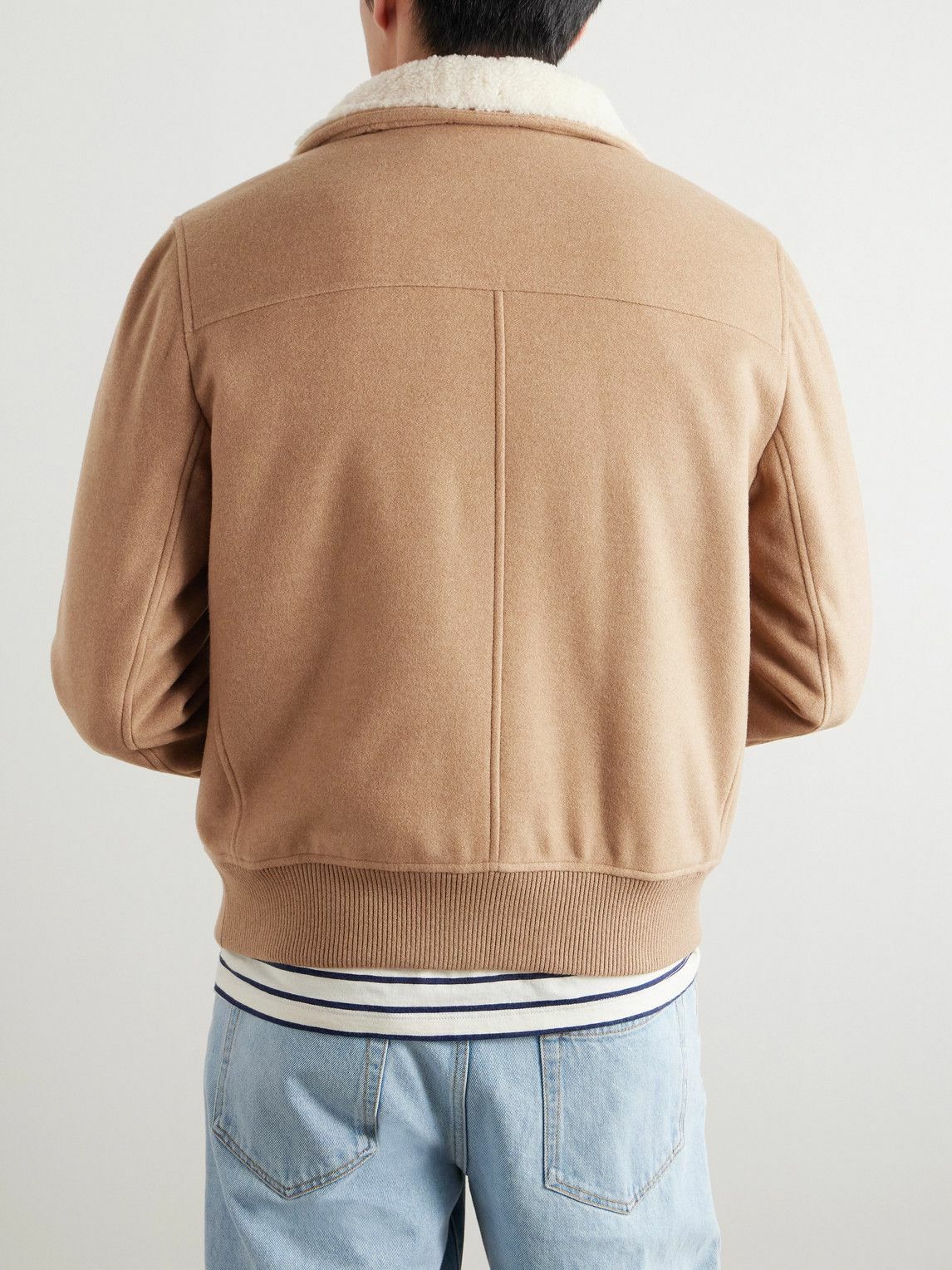Brunello Cucinelli - Faux Shearling-Trimmed Cashmere Bomber Jacket - Neutrals