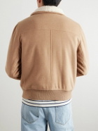 Brunello Cucinelli - Faux Shearling-Trimmed Cashmere Bomber Jacket - Neutrals